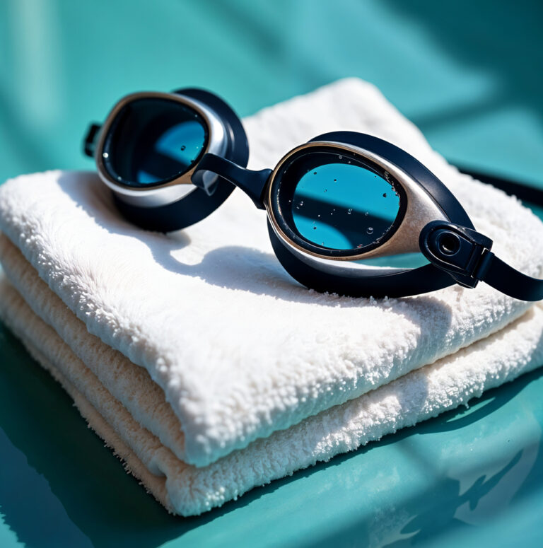 swimming goggles towel